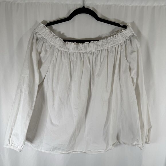 Gap Blouse Women's Medium White Long Sleeve Off the Shoulder 100% Cotton - Picture 1 of 11